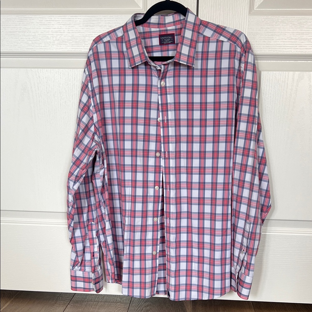 UNTUCKit Pink and Blue Plaid Long-Sleeve Button-Down Shirt